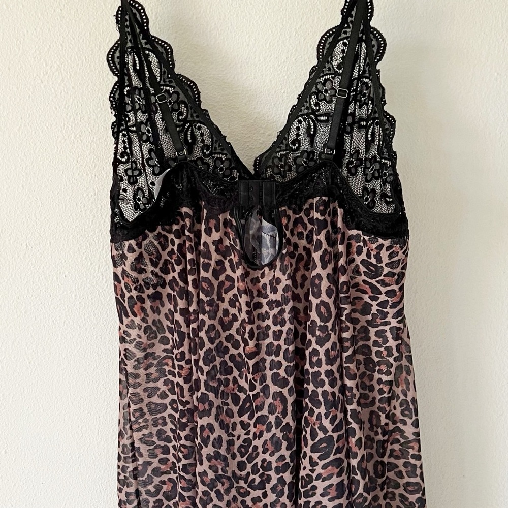 Leopard Print Black Lace Mob Wife Cheetah Print Slinky Cami Top Plus Size 20W - Picture 8 of 13
